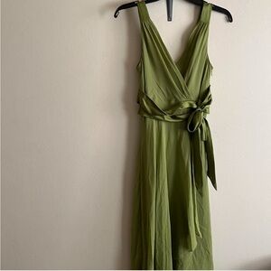 Jones New York Olive Green Wrap Maxi Dress with Waist Tie